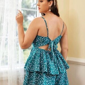 Floral Teal Sleeveless Dress